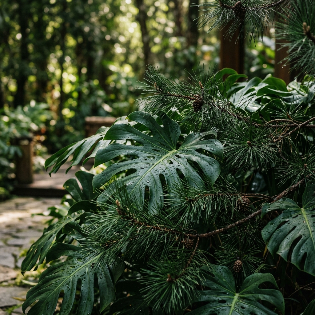 Lush green leaves texture